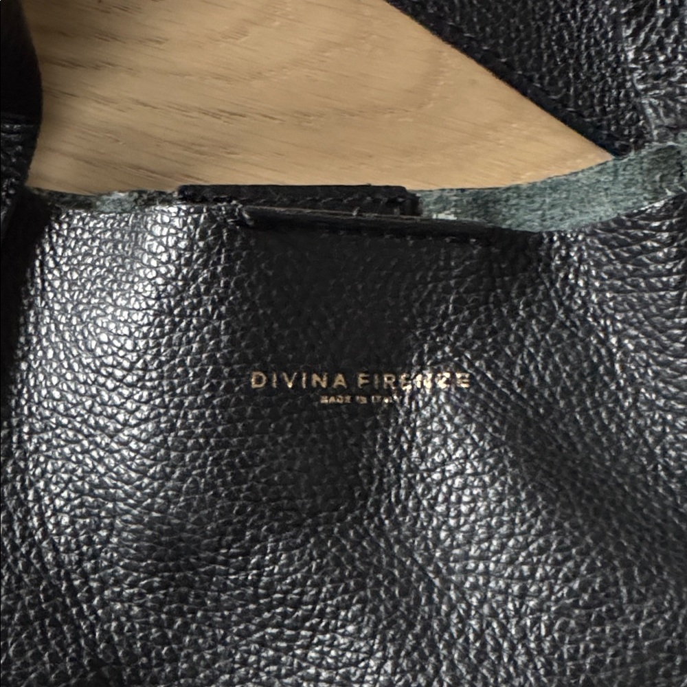 Black Leather Tote Bag (Divina Firenze) - Picture 3 of 5
